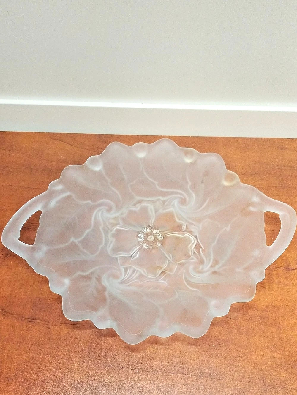 Indiana Glass Wild Rose Satin Glass Serving Tray